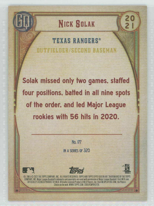 2021 Topps Gypsy Queen #177 Nick Solak Texas Rangers - Collectible Craze America