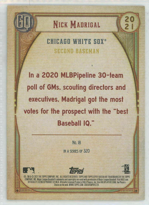2021 Topps Gypsy Queen #18 Nick Madrigal RC Chicago White Sox - Collectible Craze America