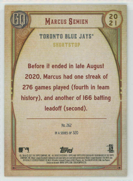2021 Topps Gypsy Queen #262 Marcus Semien Toronto Blue Jays - Collectible Craze America