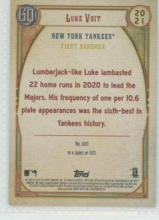 2021 Topps Gypsy Queen #300 Luke Voit New York Yankees - Collectible Craze America