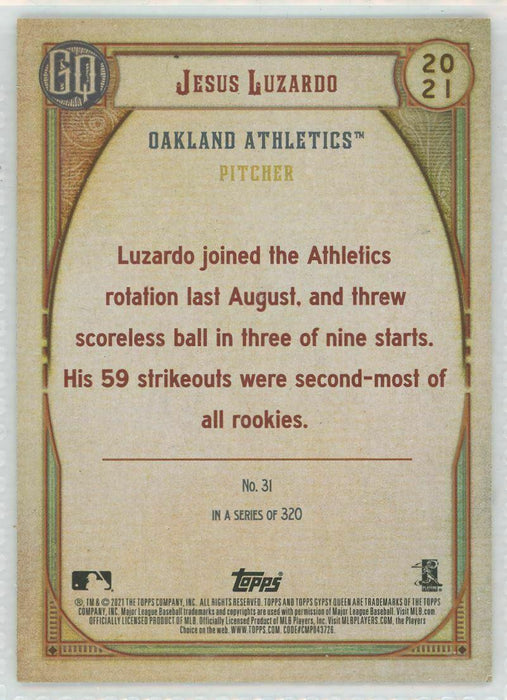 2021 Topps Gypsy Queen #31 Jesus Luzardo Oakland Athletics - Collectible Craze America