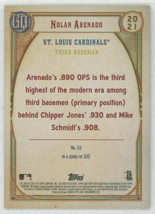2021 Topps Gypsy Queen #33 Nolan Arenado St. Louis Cardinals - Collectible Craze America