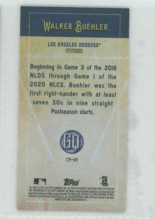 2021 Topps Gypsy Queen #CM-WB Walker Buehler Los Angeles Dodgers Captain Insert - Collectible Craze America