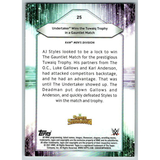 2021 Topps WWE Wrestling #25 Undertaker wins the Tuwaiq Trophy - Collectible Craze America