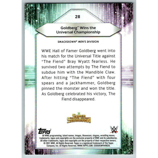 2021 Topps WWE Wrestling #28 Goldberg Wins Universal Championship - Collectible Craze America