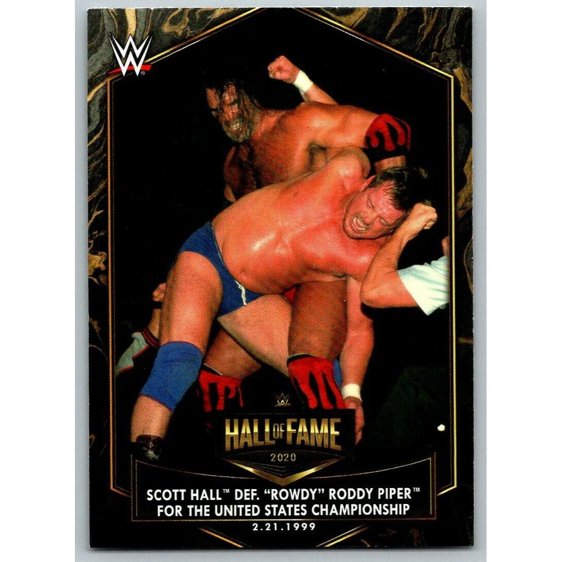 2021 Topps WWE Wrestling #HOF-10 Scott Hall def. Rowdy Roddy Piper ...