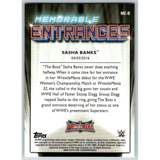 2021 Topps WWE Wrestling #ME-8 Sasha Banks - Collectible Craze America