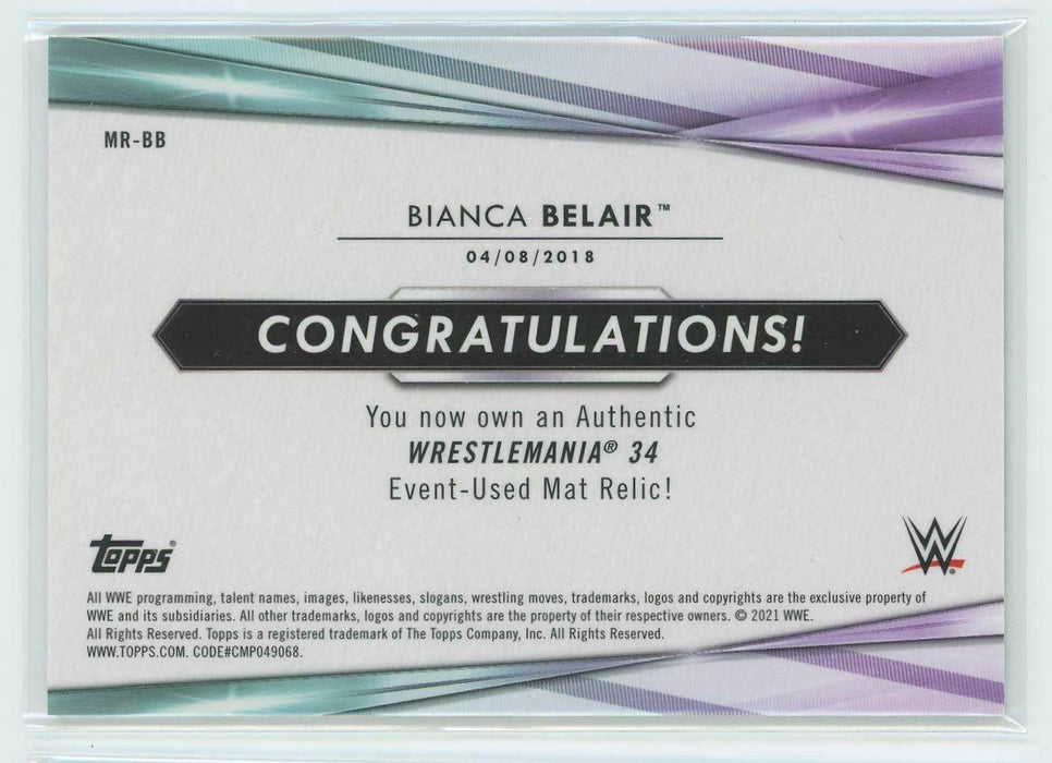 2021 Topps WWE Wrestling #MR-BB Bianca Belair Swatches 34/299 Aqua - Collectible Craze America