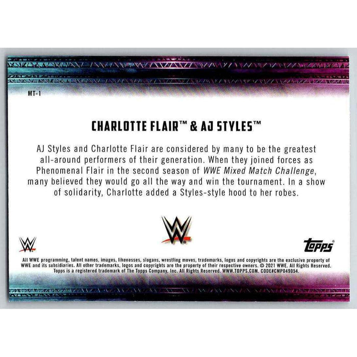 2021 Topps WWE Wrestling #MT-1 CharlotteFlair/AJ Styles - Collectible Craze America