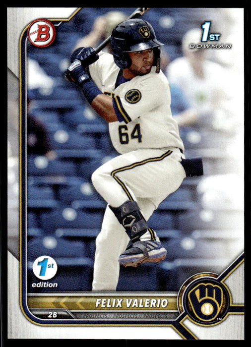 Felix Valerio 2022 Bowman First Edition Base Front of Card