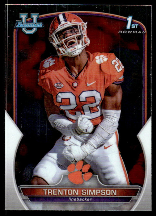 Trenton Simpson 2022 Bowman U Football Base Front of Card