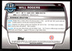 Will Rogers 2022 Bowman U Football Base Back of Card