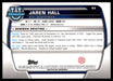 Jaren Hall 2022 Bowman U Football Base Back of Card