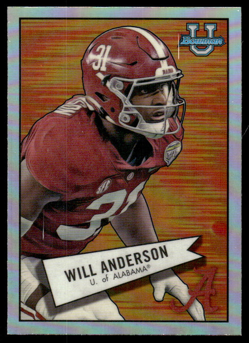 Will Anderson 2022 Bowman U Football Base Front of Card