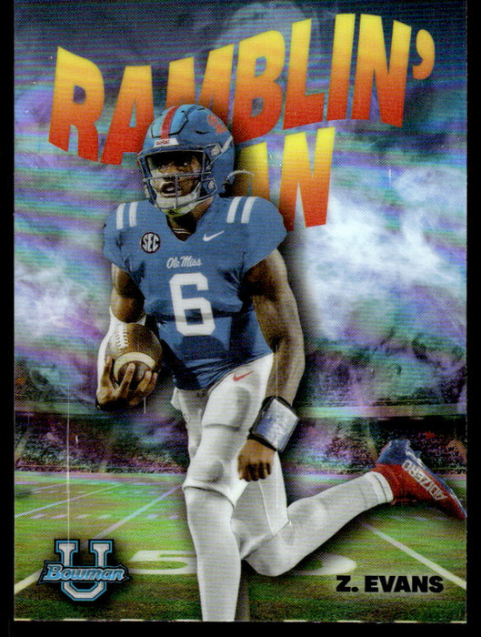 Zach Evans 2022 Bowman U Football Base Front of Card