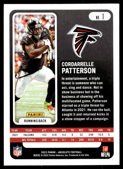 Cordarrelle Patterson 2022 Panini Absolute Football Base Back of Card