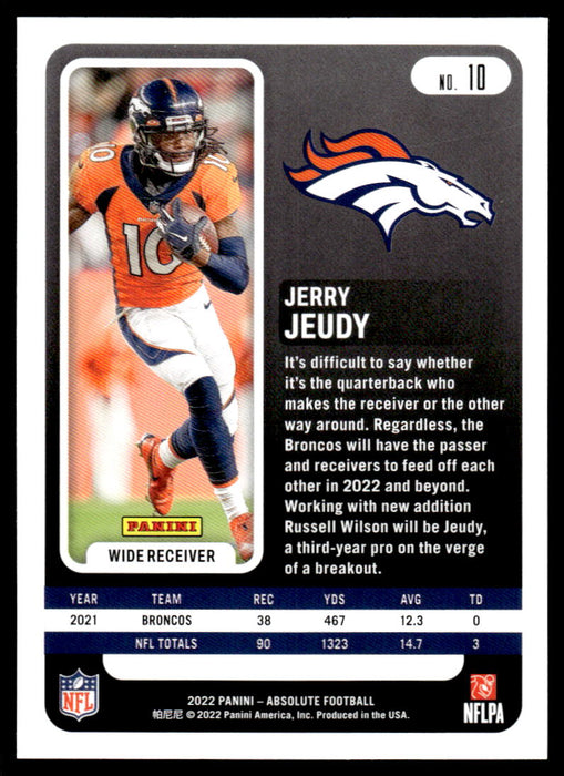 Jerry Jeudy 2022 Panini Absolute Football Base Back of Card