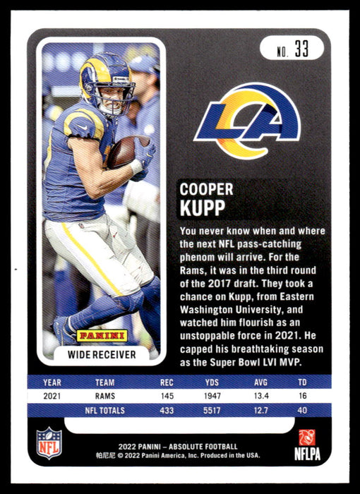 Cooper Kupp 2022 Panini Absolute Football Base Back of Card