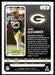 Jaire Alexander 2022 Panini Absolute Football Base Back of Card