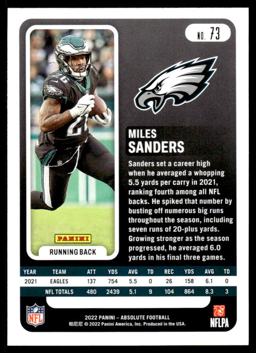 Miles Sanders 2022 Panini Absolute Football Base Back of Card