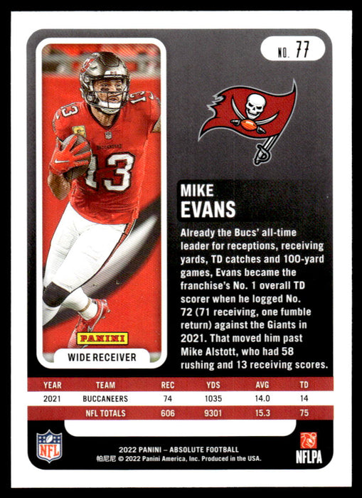 Mike Evans 2022 Panini Absolute Football Base Back of Card