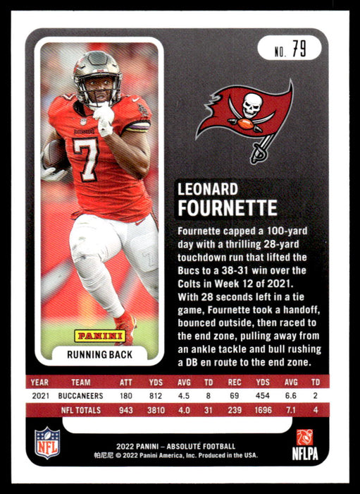 Leonard Fournette 2022 Panini Absolute Football Base Back of Card