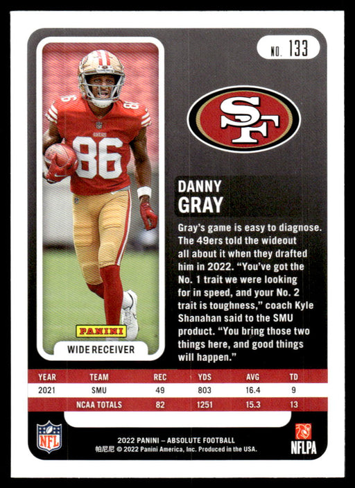 Danny Gray 2022 Panini Absolute Football Base Back of Card