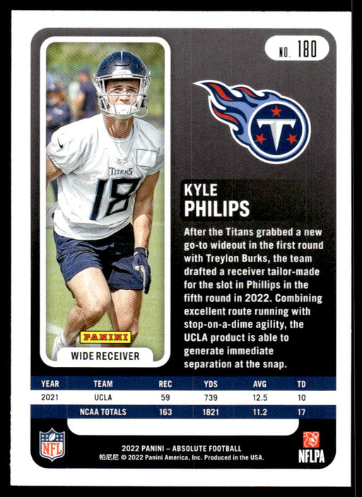 Kyle Philips 2022 Panini Absolute Football Base Back of Card