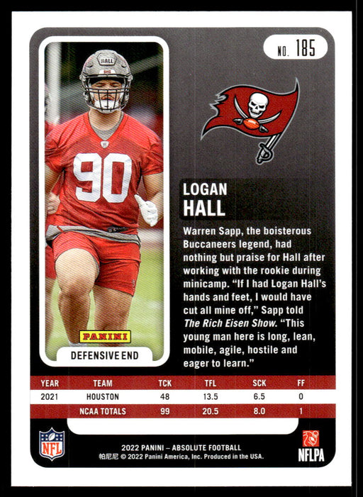 Logan Hall 2022 Panini Absolute Football Base Back of Card