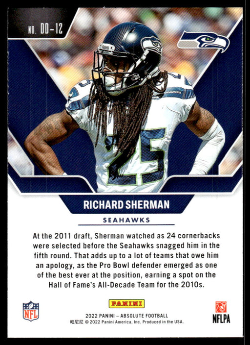 Richard Sherman 2022 Panini Absolute Football Draft Diamonds Back of Card