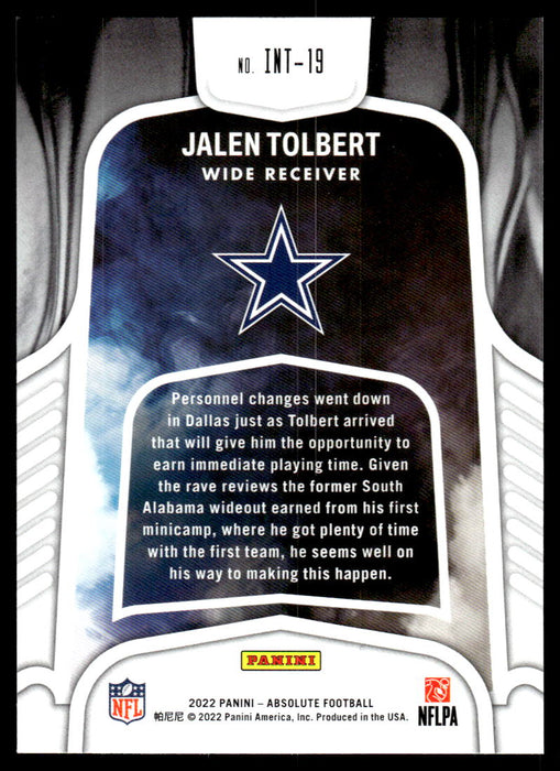 Jalen Tolbert 2022 Panini Absolute Football Introductions Back of Card