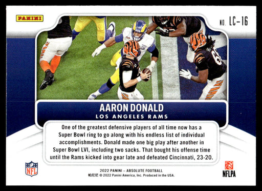 Aaron Donald 2022 Panini Absolute Football Last Call Back of Card