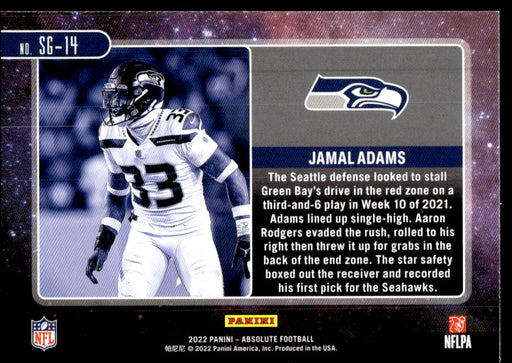 Jamal Adams 2022 Panini Absolute Football Star Gazing Back of Card