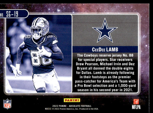 CeeDee Lamb 2022 Panini Absolute Football Star Gazing Back of Card