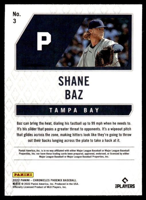 Shane Baz 2022 Panini Chronicles Baseball Phoenix Back of Card