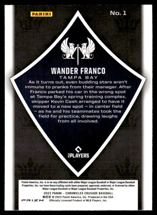 Wander Franco 2022 Panini Chronicles Baseball Crusade Silver Prizm Back of Card