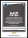 Jalen Green 2021 Panini Chronicles Draft Picks Rated Rookie Back of Card