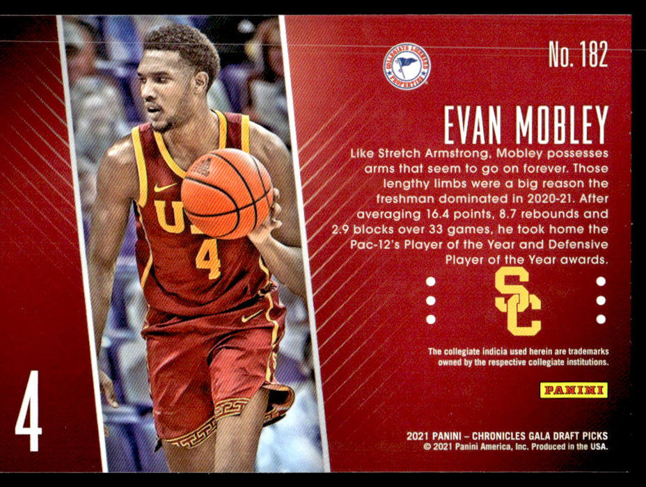 Evan Mobley 2021 Panini Chronicles Draft Picks Gala Rookies Back of Card