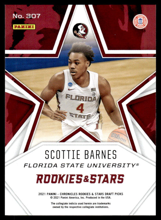 Scottie Barnes 2021 Panini Chronicles Draft Picks Rookies & Stars Back of Card