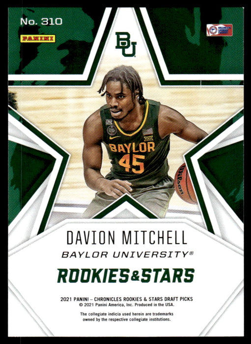 Davion Mitchell 2021 Panini Chronicles Draft Picks Rookies & Stars Back of Card