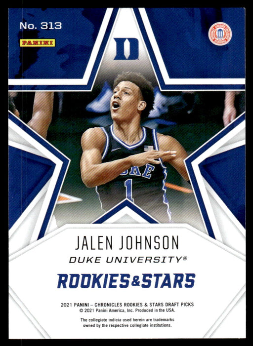 Jalen Johnson 2021 Panini Chronicles Draft Picks Rookies & Stars Back of Card