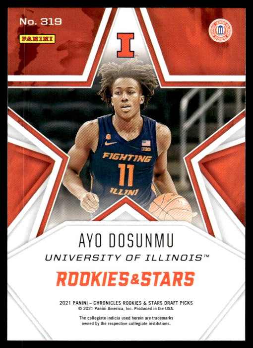 Ayo Dosunmu 2021 Panini Chronicles Draft Picks Rookies & Stars Back of Card