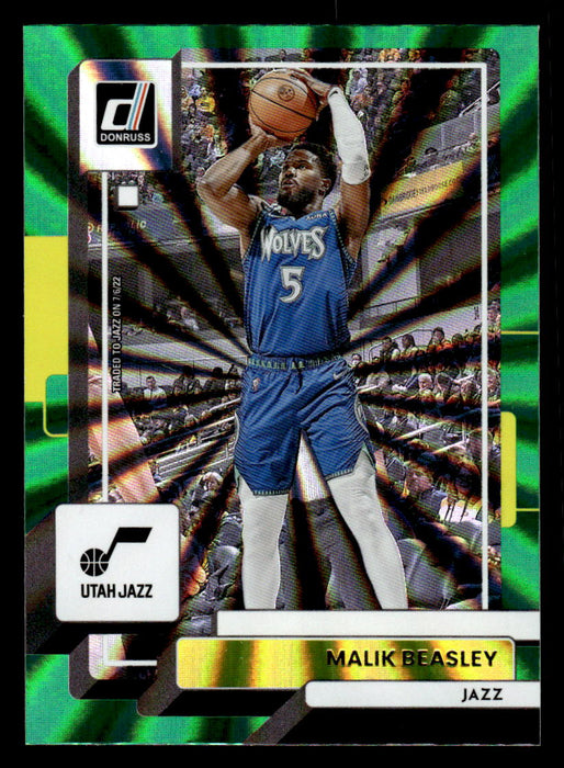 Malik Beasley 2022-23 Panini Donruss Basketball Green Holo Laser Front of Card