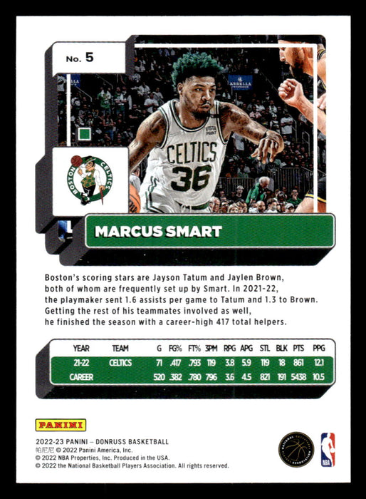 Marcus Smart 2022-23 Panini Donruss Basketball Base Back of Card