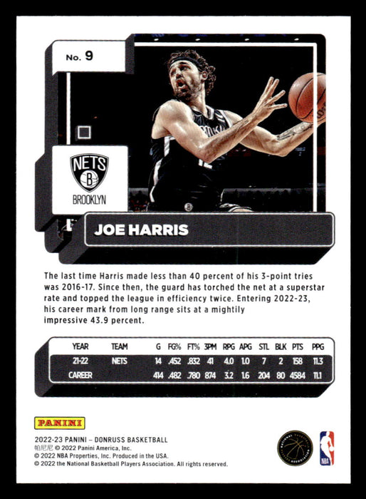 Joe Harris 2022-23 Panini Donruss Basketball Base Back of Card