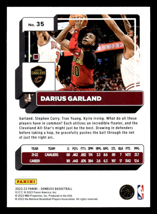 Darius Garland 2022-23 Panini Donruss Basketball Base Back of Card