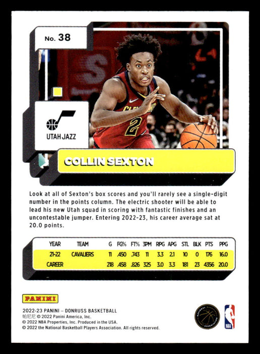 Collin Sexton 2022-23 Panini Donruss Basketball Base Back of Card