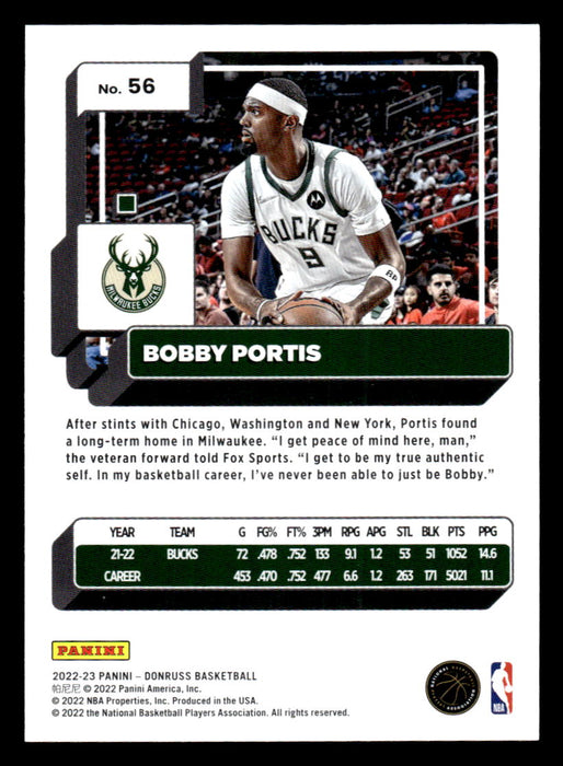 Bobby Portis 2022-23 Panini Donruss Basketball Base Back of Card