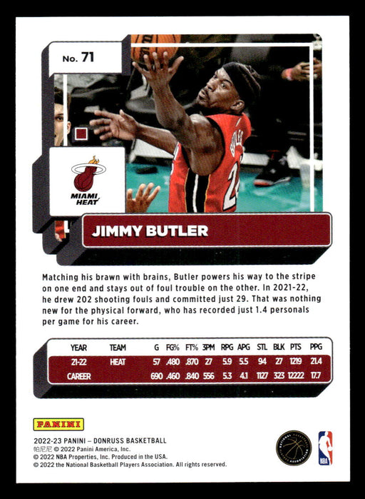 Jimmy Butler 2022-23 Panini Donruss Basketball Base Back of Card