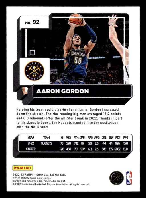 Aaron Gordon 2022-23 Panini Donruss Basketball Base Back of Card